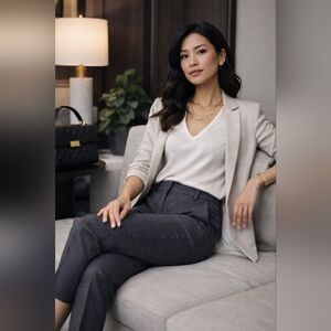 Boss Orange Wool Crop Pants Gray EU 38 US 6 Tailored Ankle Length
